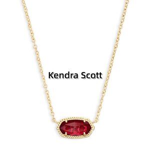 Elisa Gold Pendant Necklace in Berry Glass
